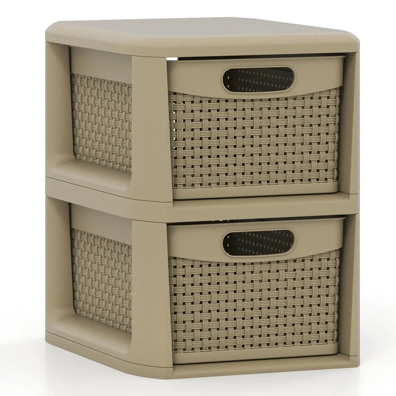 2-Drawer Storage Organizer with Wicker Patterns by DirectDeals