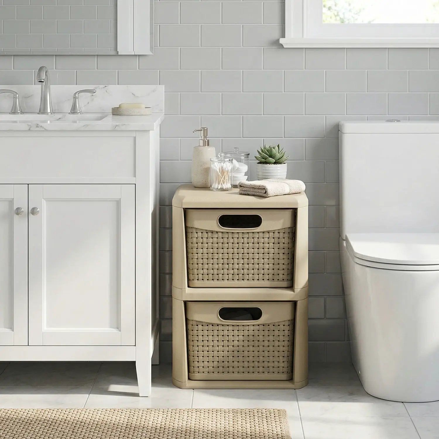 2-Drawer Storage Organizer with Wicker Patterns by DirectDeals