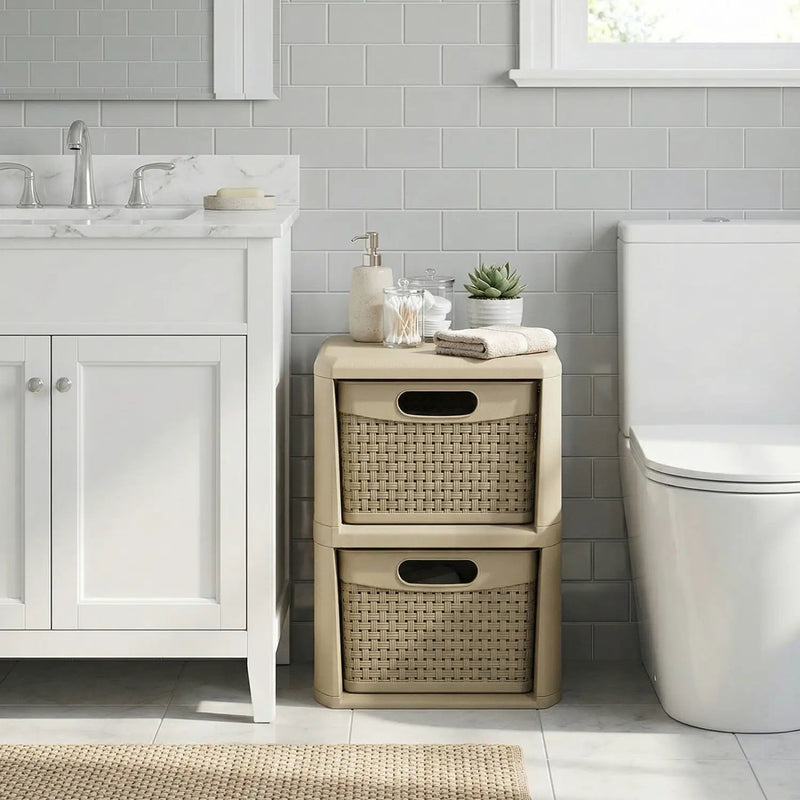2-Drawer Storage Organizer with Wicker Patterns by DirectDeals