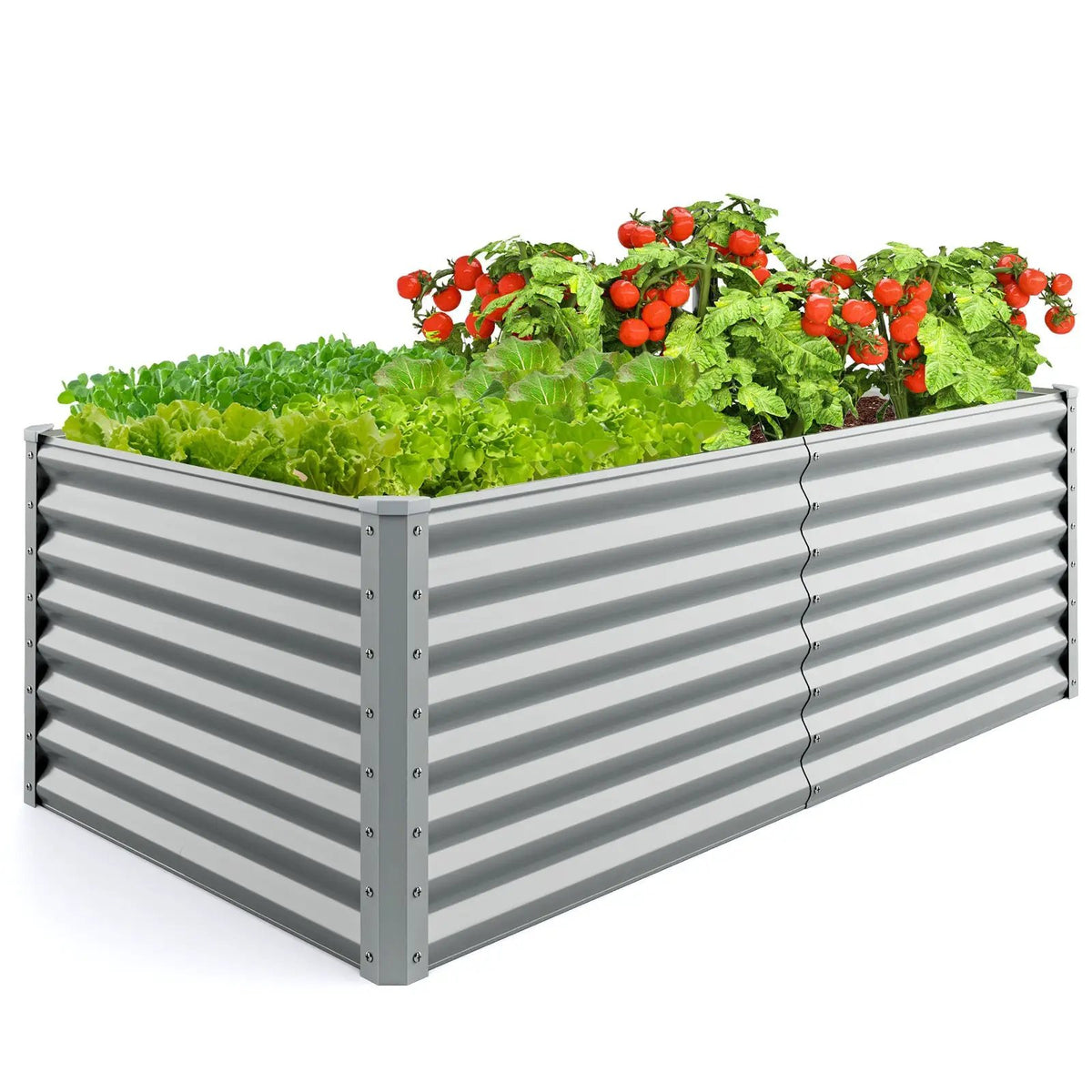 6 x 3 x 2 Feet Metal Rectangular Raised Garden Bed with Open Bottom Design, photo 3 of 7