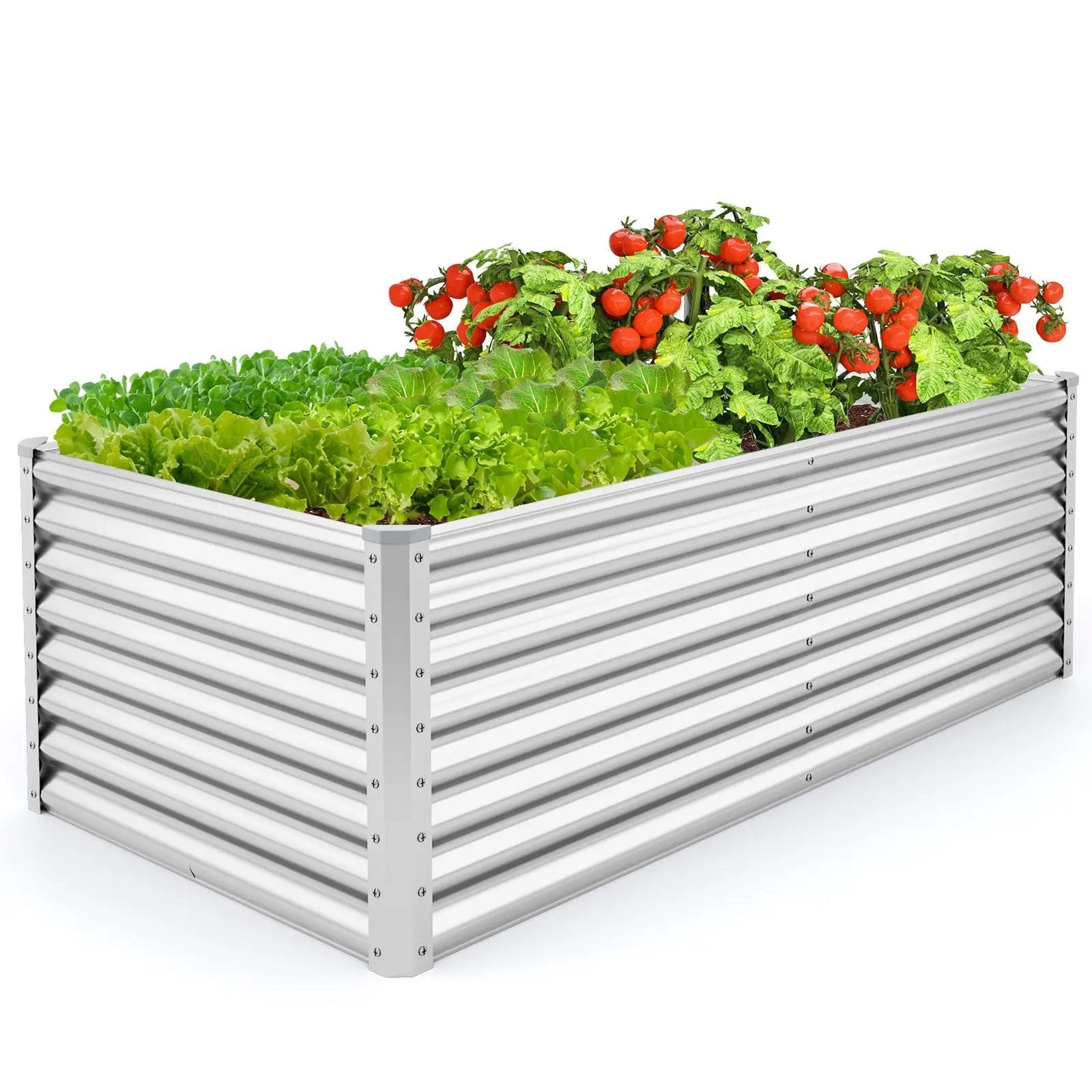 6 x 3 x 2 Feet Metal Rectangular Raised Garden Bed with Open Bottom Design by DirectDeals