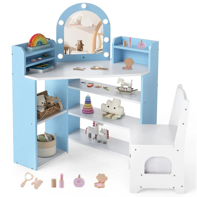 2-In-1 Kids Vanity Set with Lights for Toddlers 3+ Years Old by DirectDeals