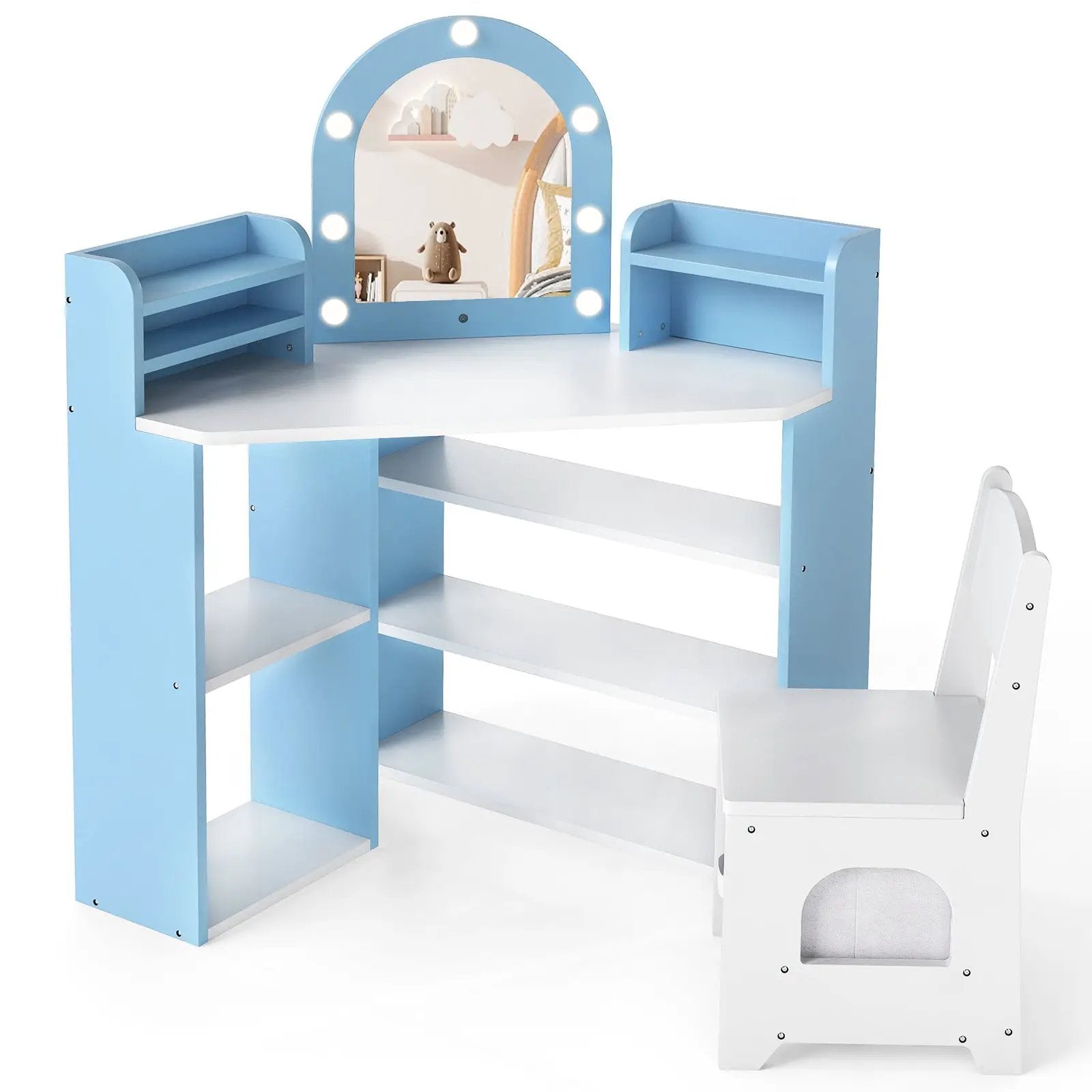 2-In-1 Kids Vanity Set with Lights for Toddlers 3+ Years Old by DirectDeals