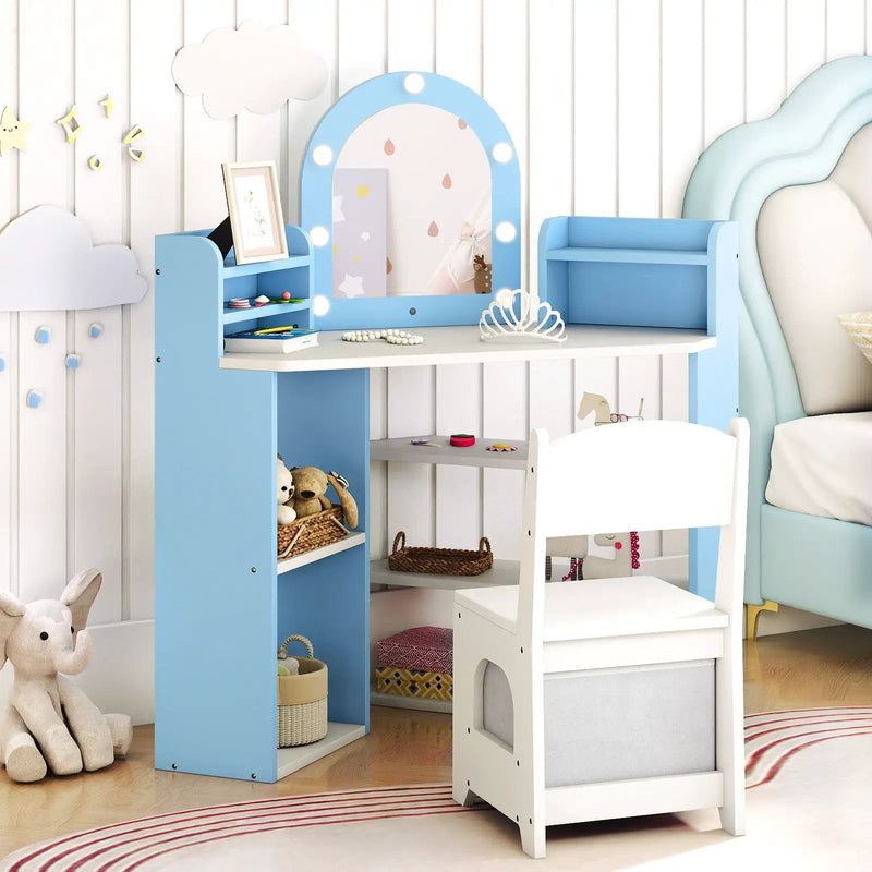 2-In-1 Kids Vanity Set with Lights for Toddlers 3+ Years Old by DirectDeals