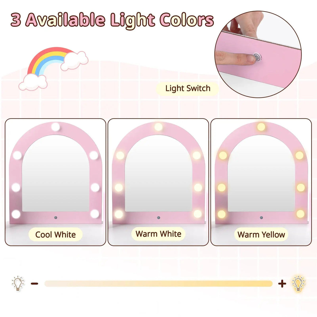 2-In-1 Kids Vanity Set with Lights for Toddlers 3+ Years Old, photo 13 of 16