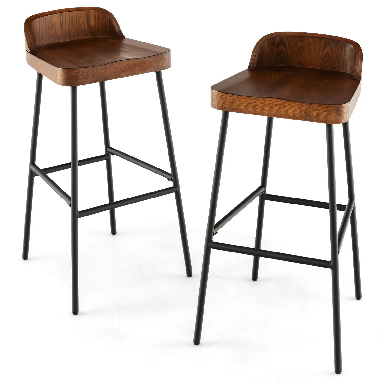 Set of 1/2 29 Inch Industrial Bar Stools with Low Back and Footrests by DirectDeals
