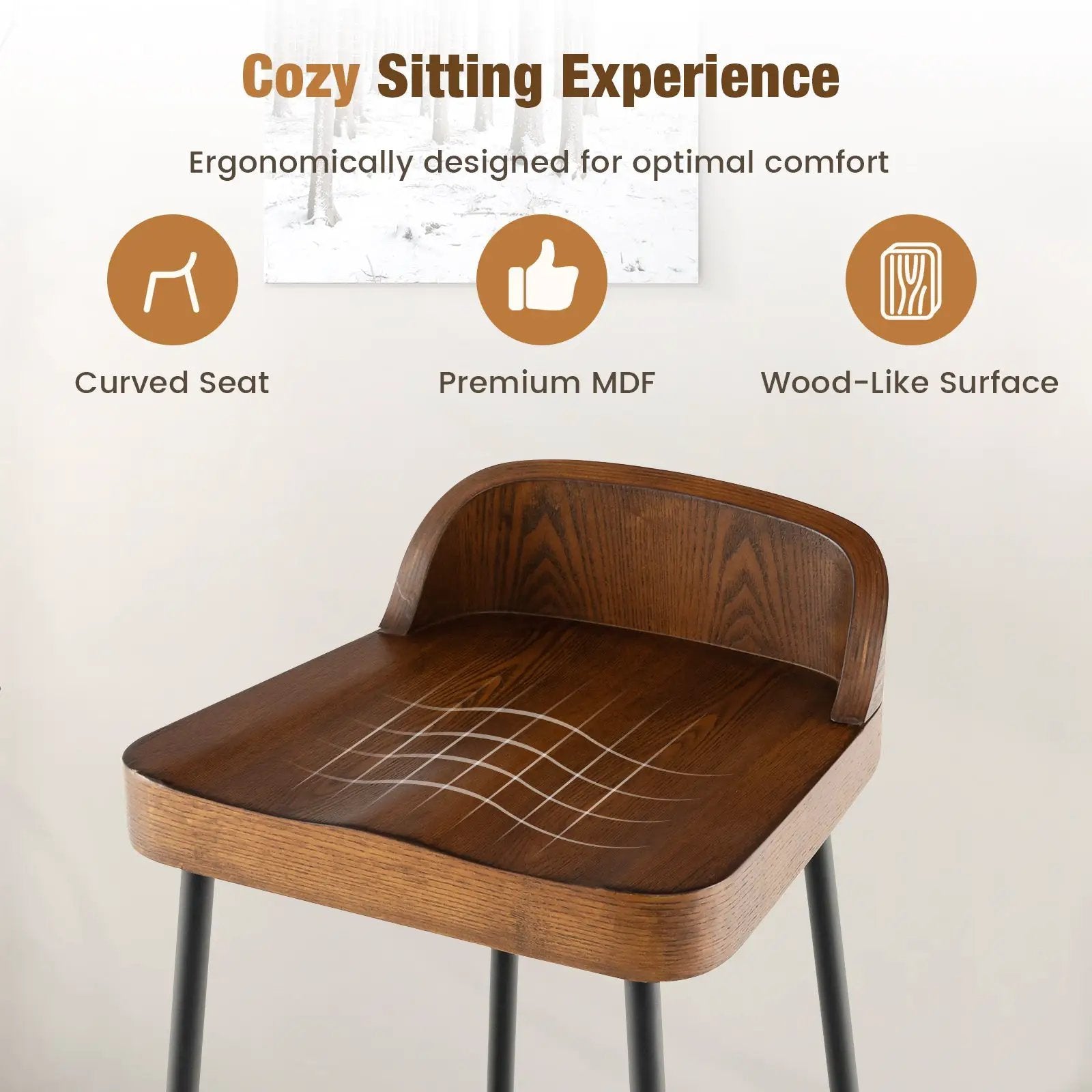 Set of 1/2 29 Inch Industrial Bar Stools with Low Back and Footrests by DirectDeals