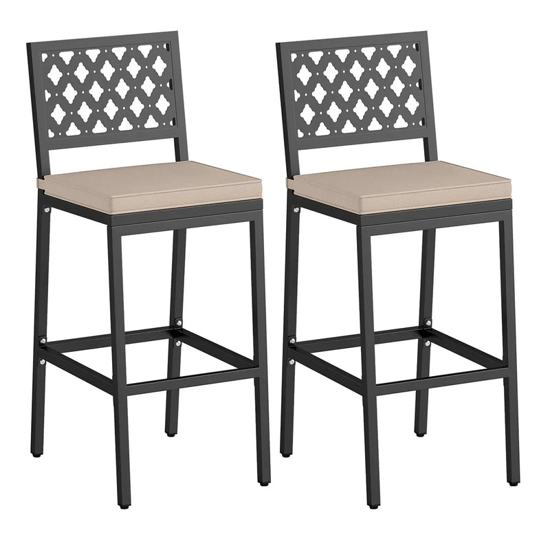 Set of 2 Patio Bar Chairs Counter Height with Detachable Cushion and Footrest-Argyle Pattern by DirectDeals