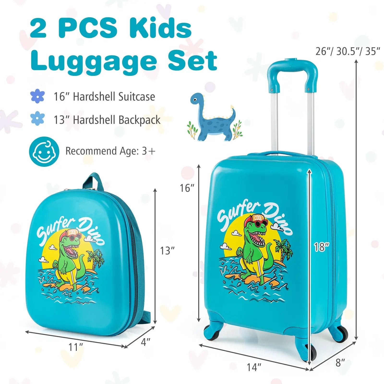 2 PCS Kid Luggage Set With Spinner Wheels for Children Boys Girls by DirectDeals