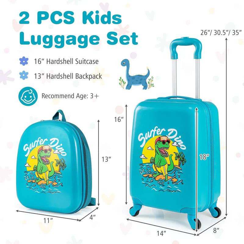 2 PCS Kid Luggage Set With Spinner Wheels for Children Boys Girls by DirectDeals