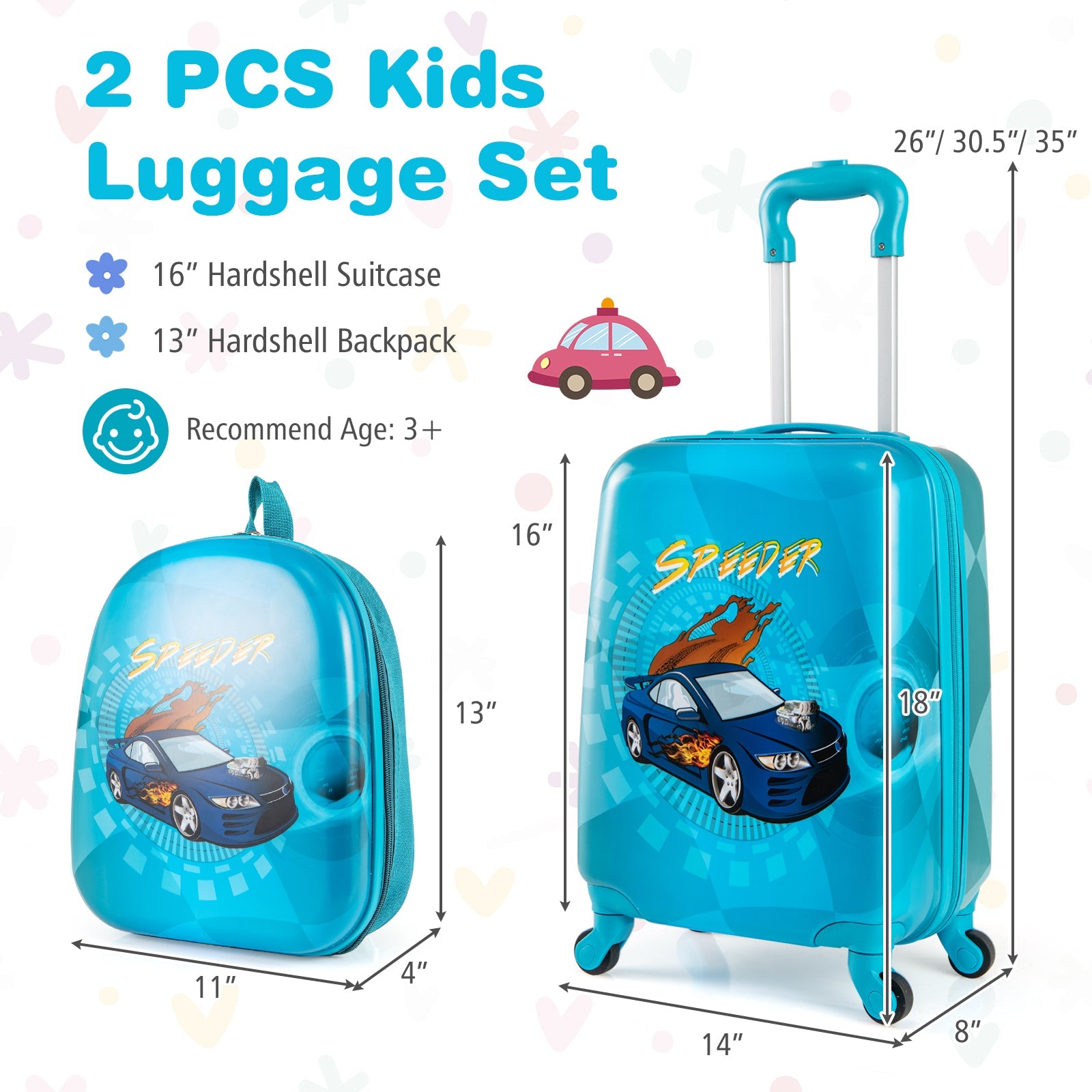 2 PCS Kid Luggage Set With Spinner Wheels for Children Boys Girls by DirectDeals