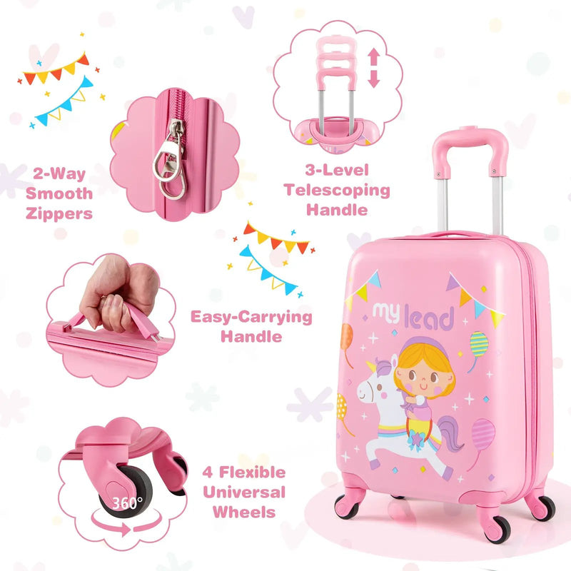 2 PCS Kid Luggage Set With Spinner Wheels for Children Boys Girls by DirectDeals