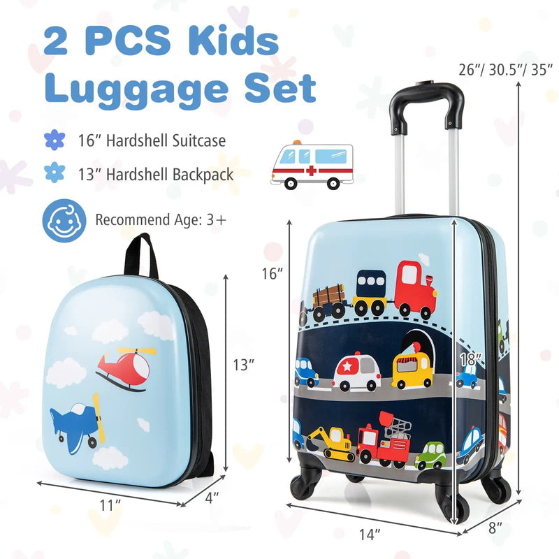 2 PCS Kid Luggage Set With Spinner Wheels for Children Boys Girls by DirectDeals