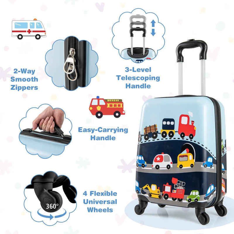 2 PCS Kid Luggage Set With Spinner Wheels for Children Boys Girls by DirectDeals