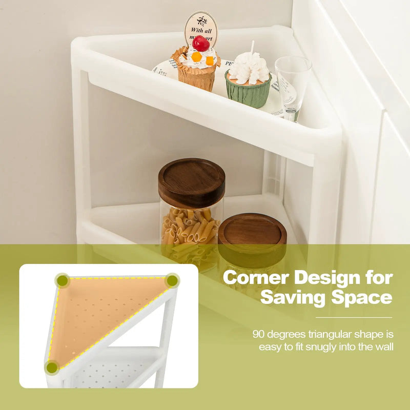 2 Pack 3-Tier Detachable Floor Corner Shower Shelf with Drainage Holes-White by DirectDeals