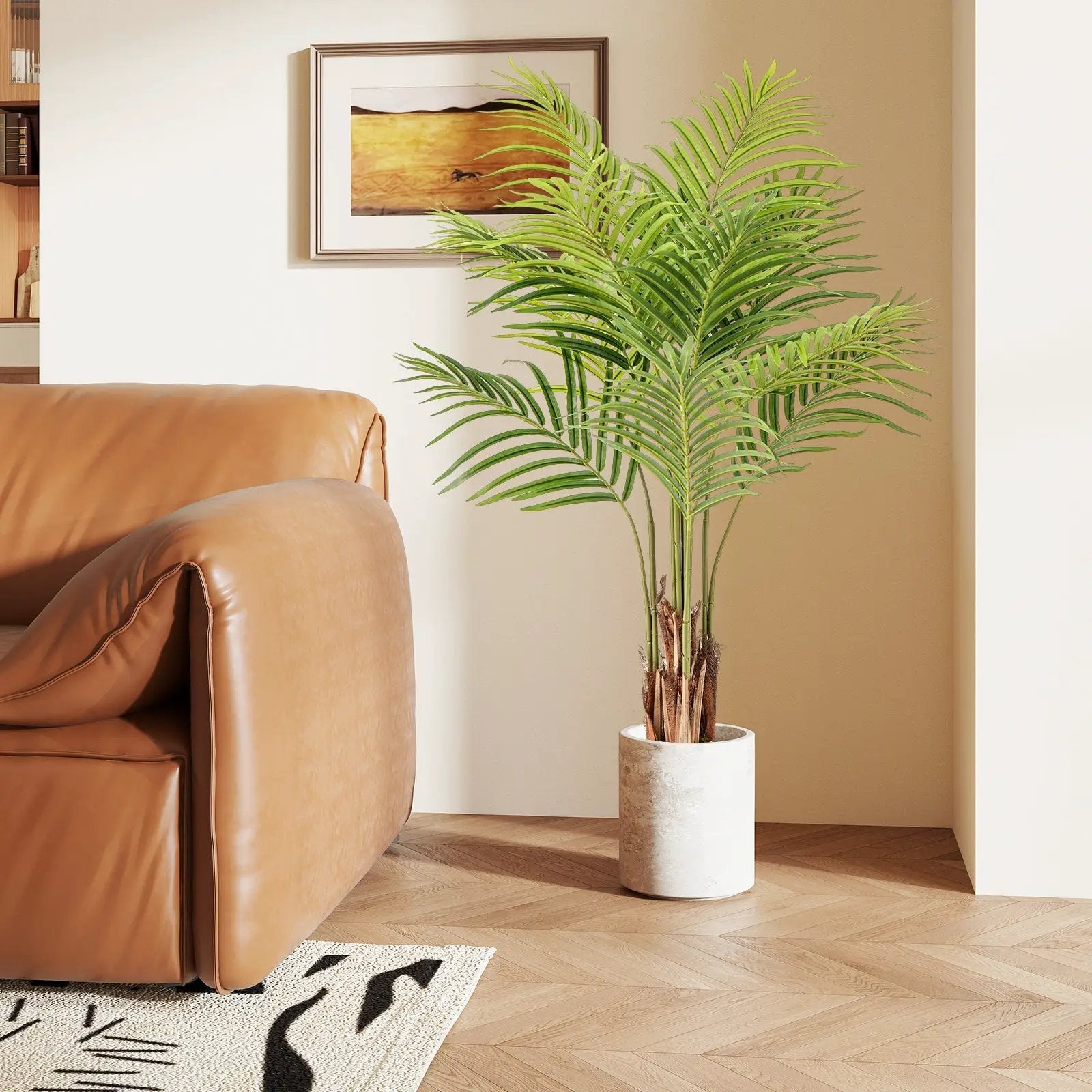 2 Pack 4.2 Feet Tall Artificial Palm Paradise Plant Large Fake Potted Tree-Green by DirectDeals