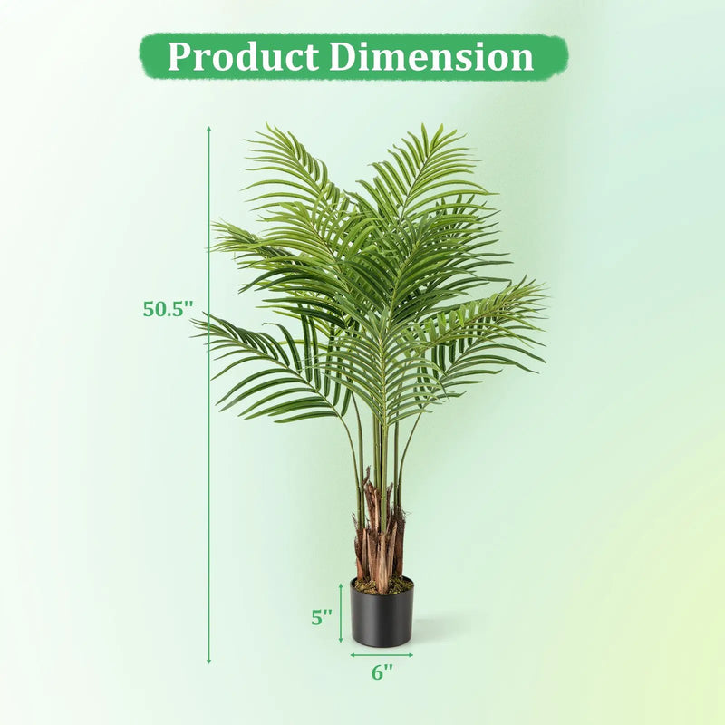 2 Pack 4.2 Feet Tall Artificial Palm Paradise Plant Large Fake Potted Tree-Green by DirectDeals
