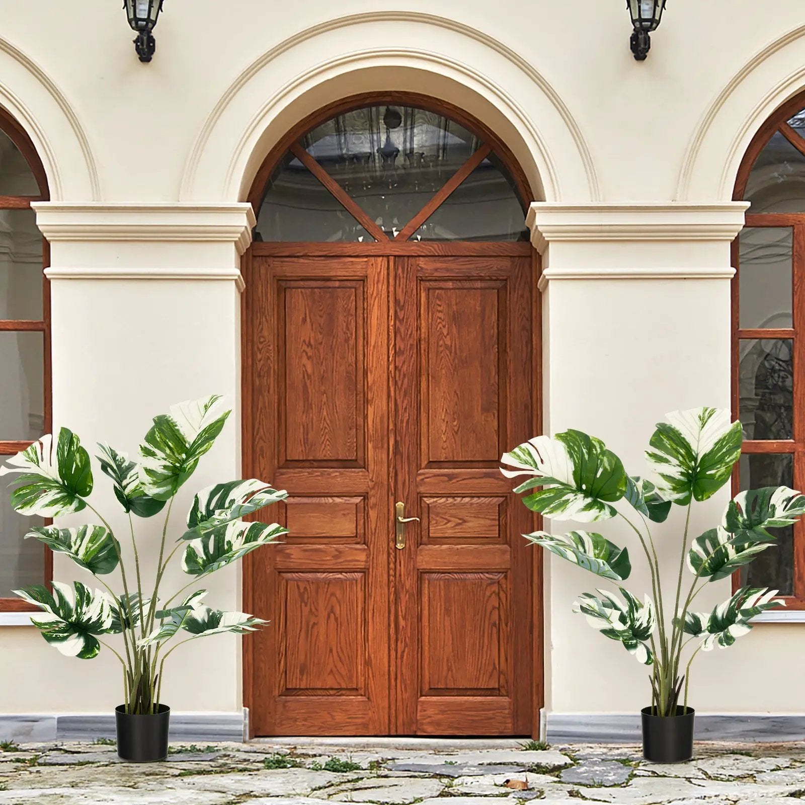 2 Pack 4 Feet Artificial Monstera Deliciosa Plants for Home Office by DirectDeals