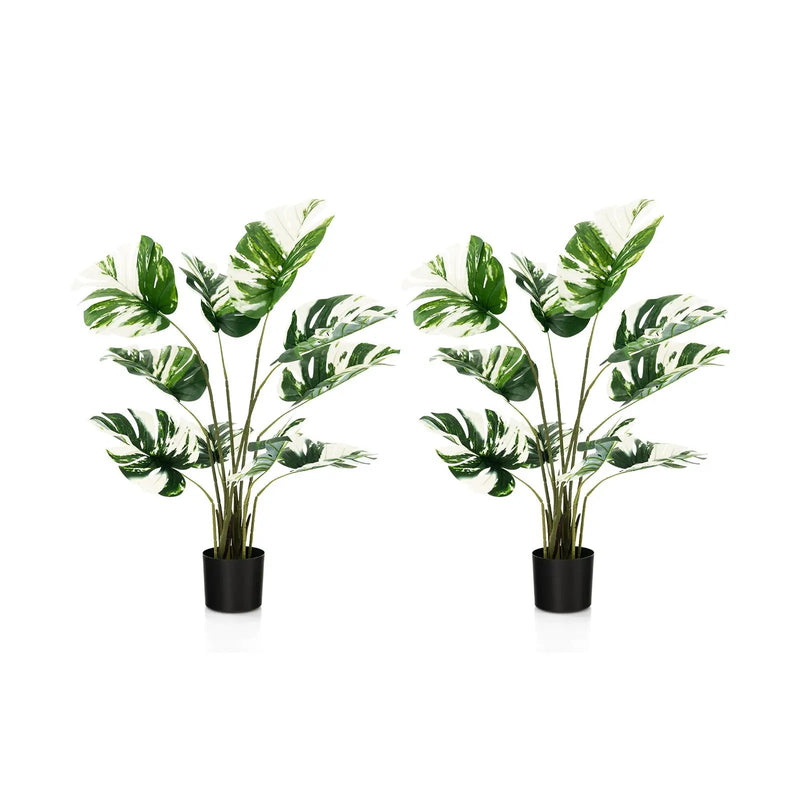 2 Pack 4 Feet Artificial Monstera Deliciosa Plants for Home Office by DirectDeals