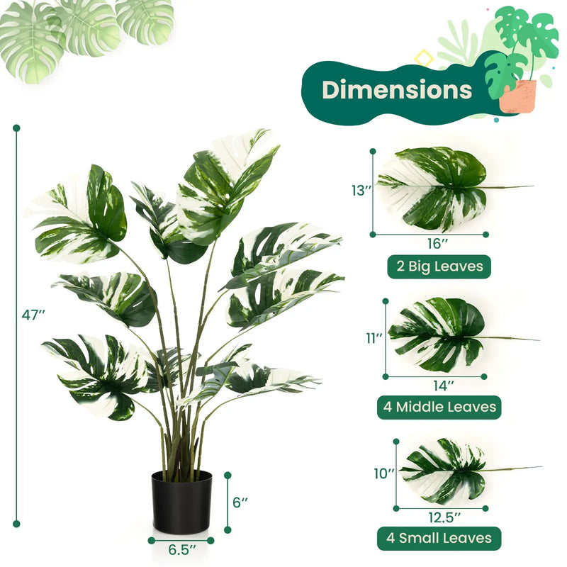2 Pack 4 Feet Artificial Monstera Deliciosa Plants for Home Office by DirectDeals