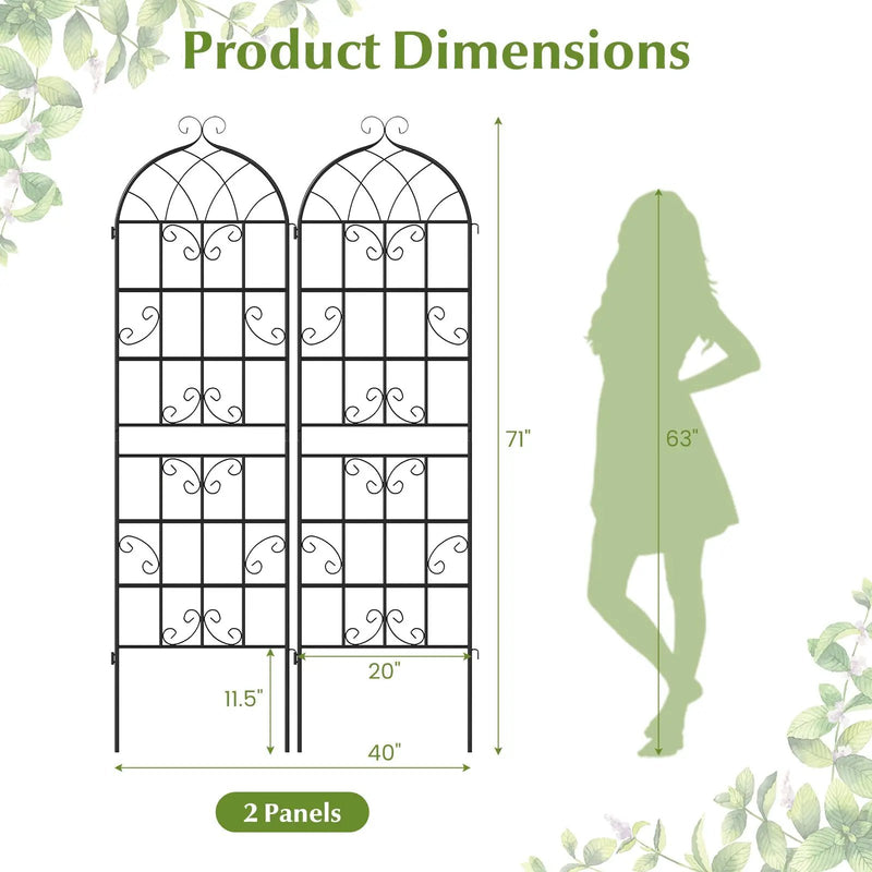 2 Pack 71" x 20" Metal Garden Trellis for Outdoor Climbing Plants by DirectDeals