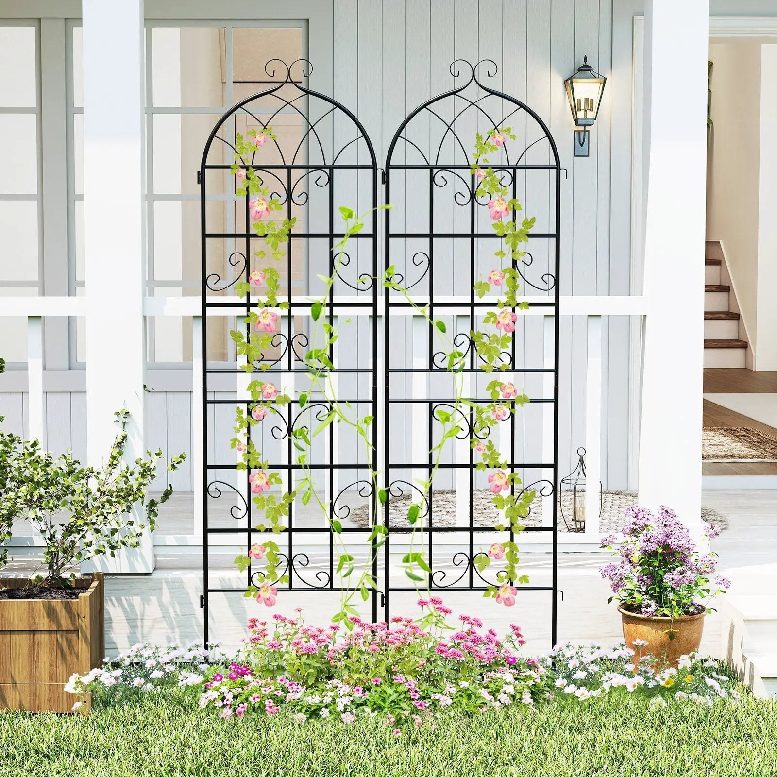 2 Pack 71" x 20" Metal Garden Trellis for Outdoor Climbing Plants by DirectDeals