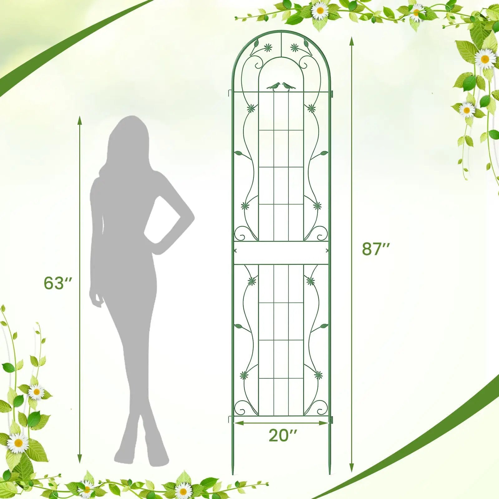 2 Pack 86.5 x 20 Inches Metal Garden Trellis for Climbing Plants by DirectDeals