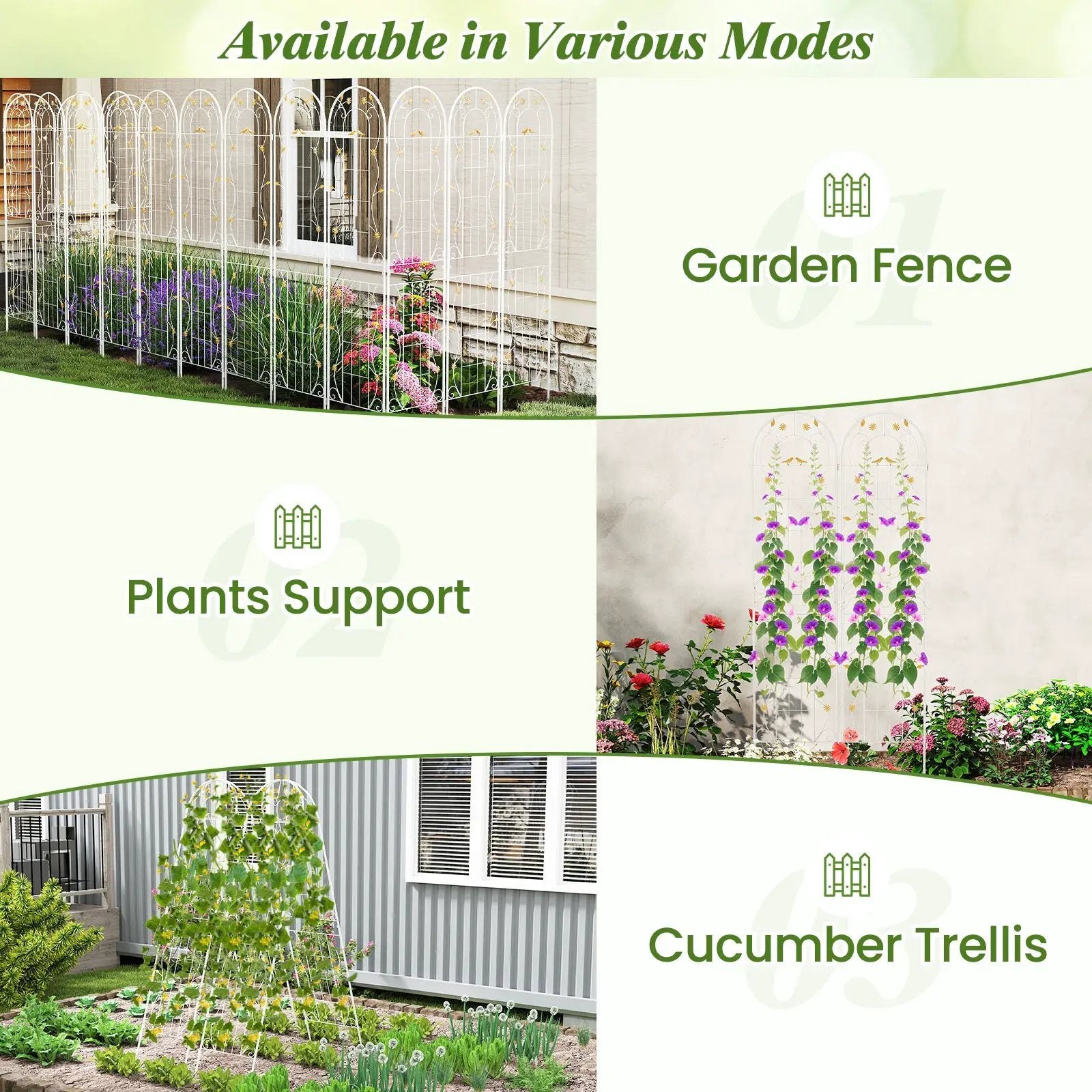 2 Pack 86.5 x 20 Inches Metal Garden Trellis for Climbing Plants by DirectDeals