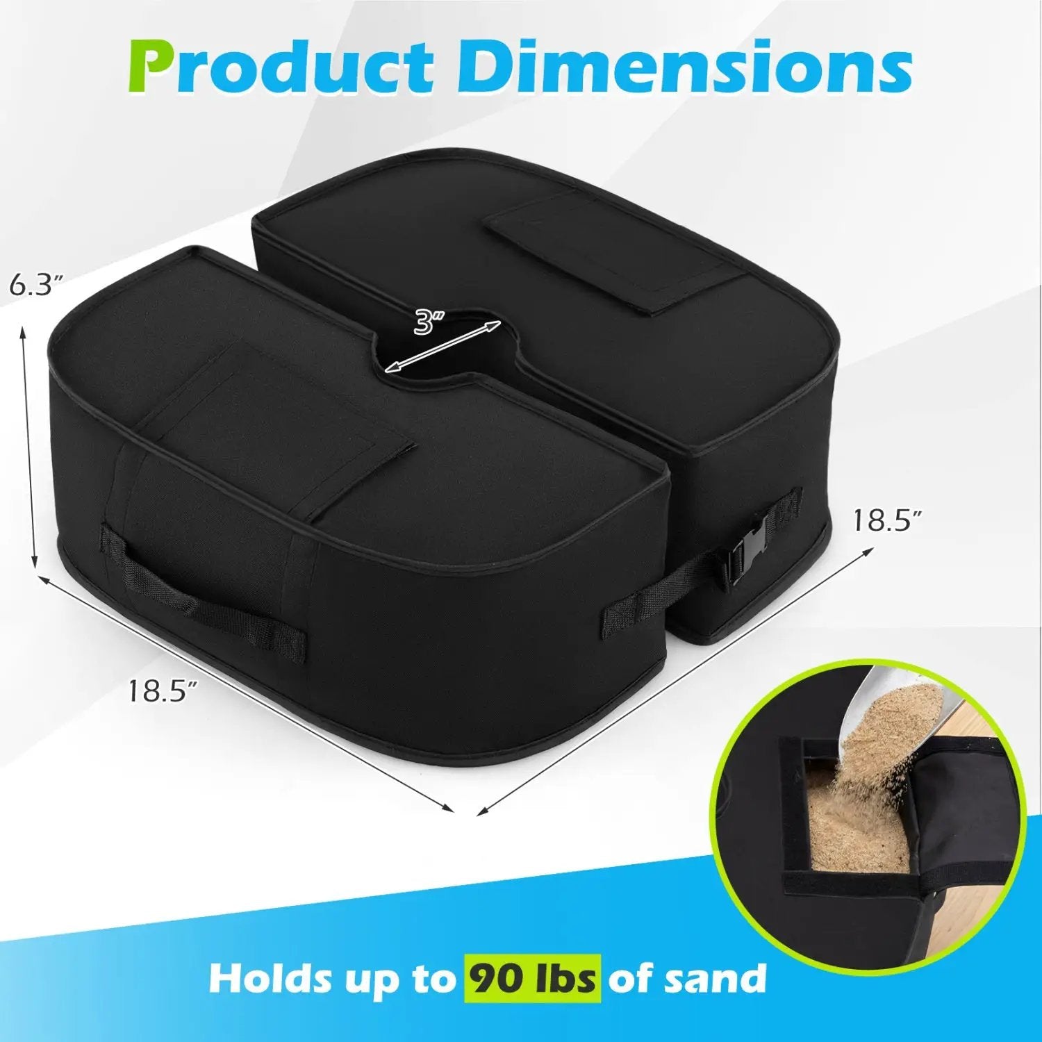 2-Pack 90 LBS Umbrella Base Weight Sandbags by DirectDeals