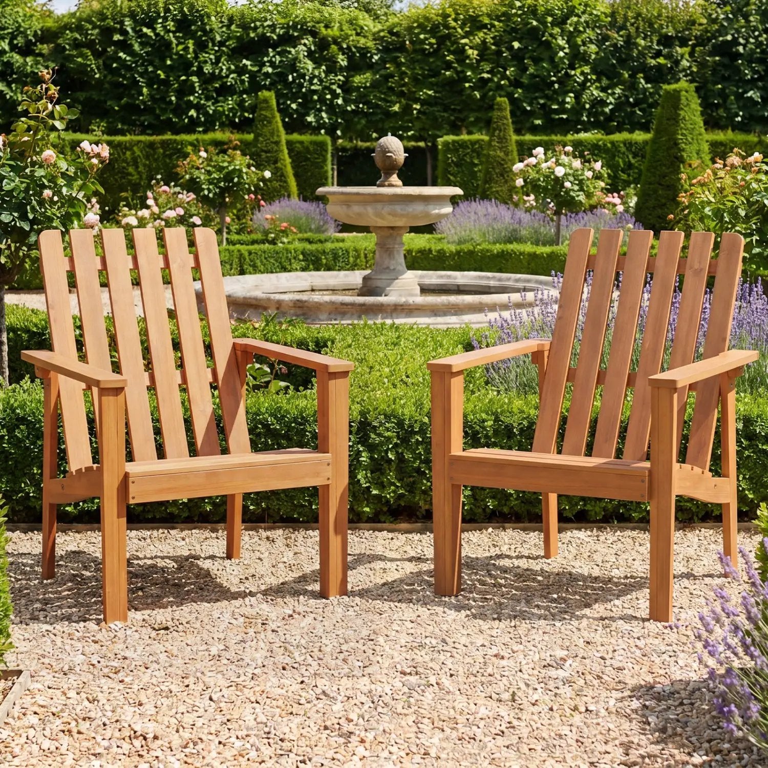 Acacia Wood Patio Dining Chair with Curved Seat & Armrests by DirectDeals