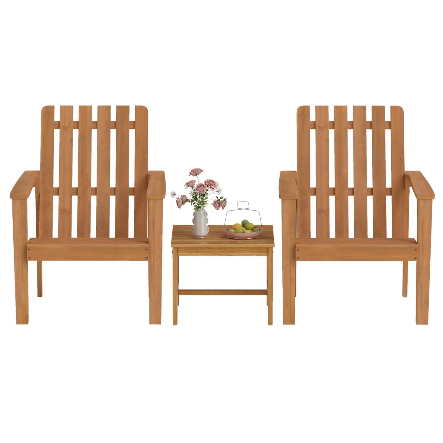 Acacia Wood Patio Dining Chair with Curved Seat & Armrests by DirectDeals