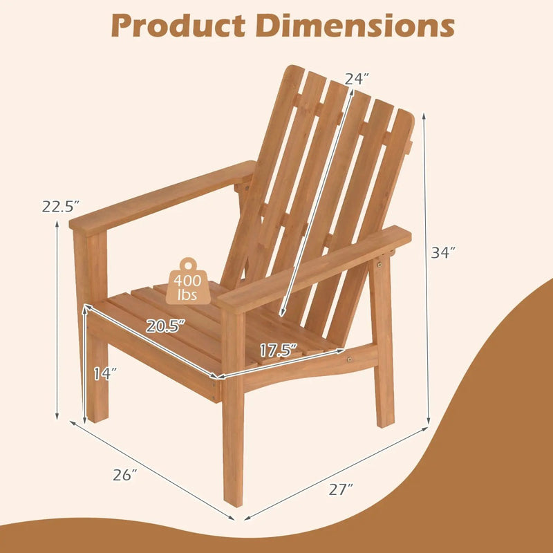 Acacia Wood Patio Dining Chair with Curved Seat & Armrests by DirectDeals