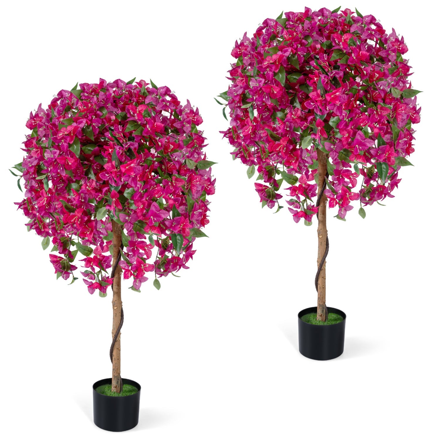 2 Pack Artificial Azalea Trees Faux Floral Plants with Vivid Blooming Flowers by DirectDeals