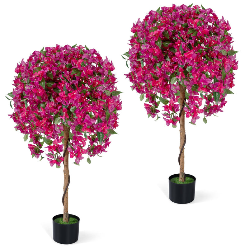 2 Pack Artificial Azalea Trees Faux Floral Plants with Vivid Blooming Flowers by DirectDeals