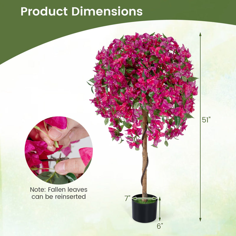 2 Pack Artificial Azalea Trees Faux Floral Plants with Vivid Blooming Flowers by DirectDeals
