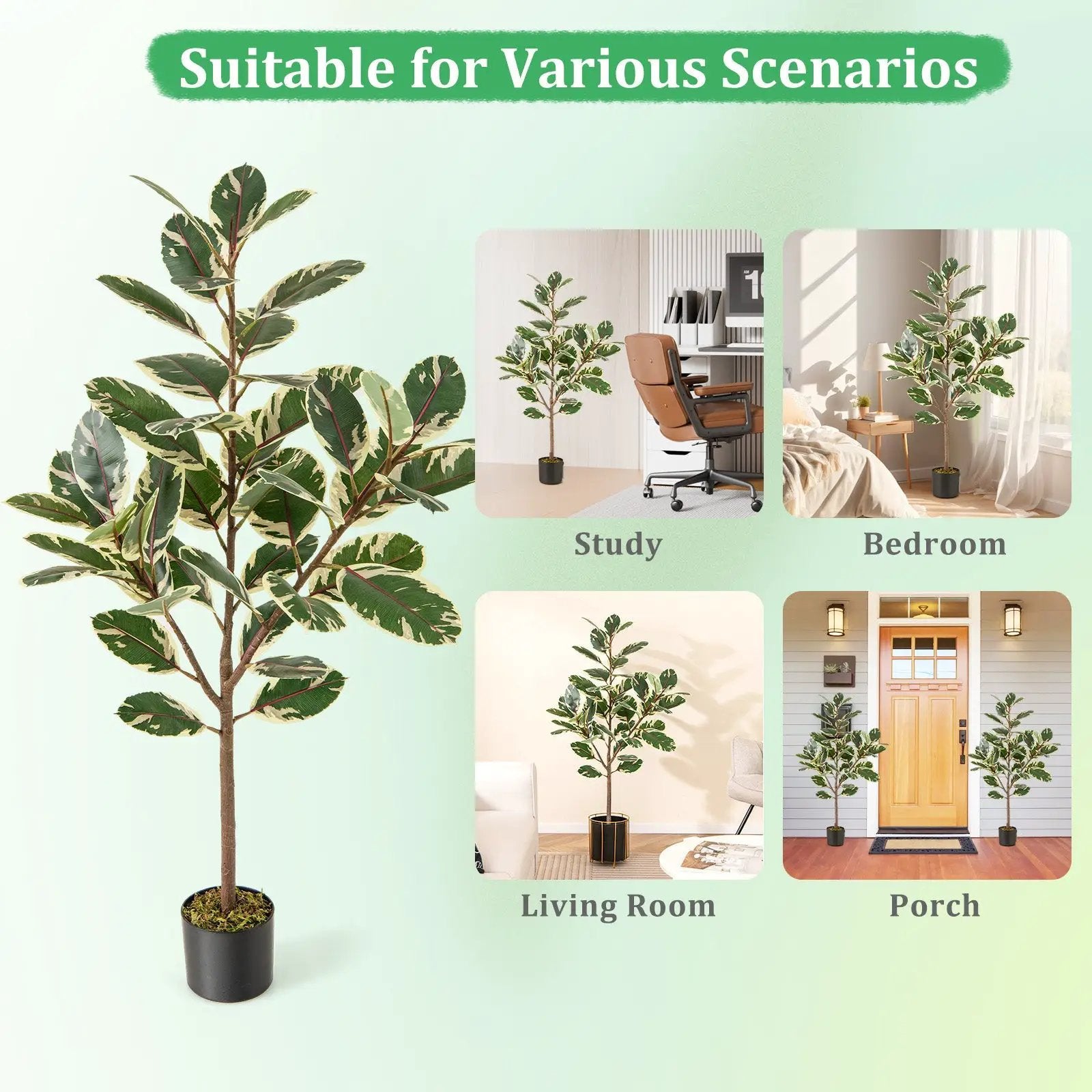 2 Pack 4.3 Feet Tall Artificial Bird of Paradise Plant Fake Banana Leaf-Green by DirectDeals
