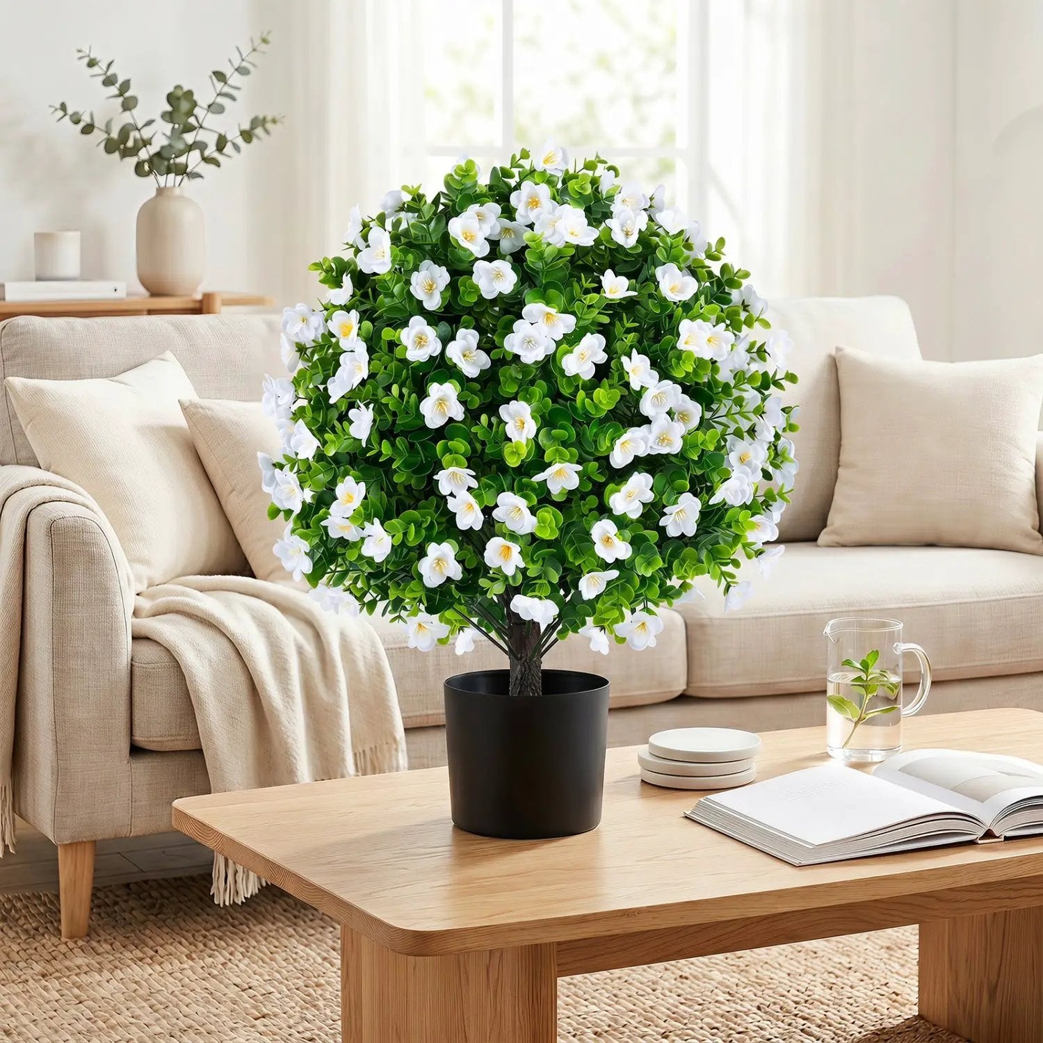 Artificial Eucalyptus Topiary Trees with Cement Planter (2-Pack) by DirectDeals