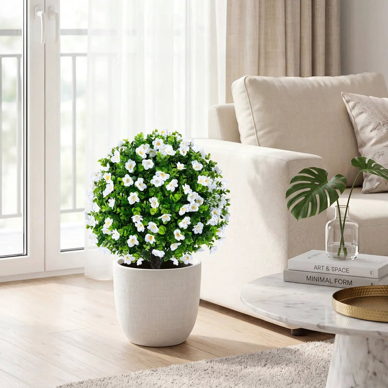 Artificial Eucalyptus Topiary Trees with Cement Planter (2-Pack) by DirectDeals