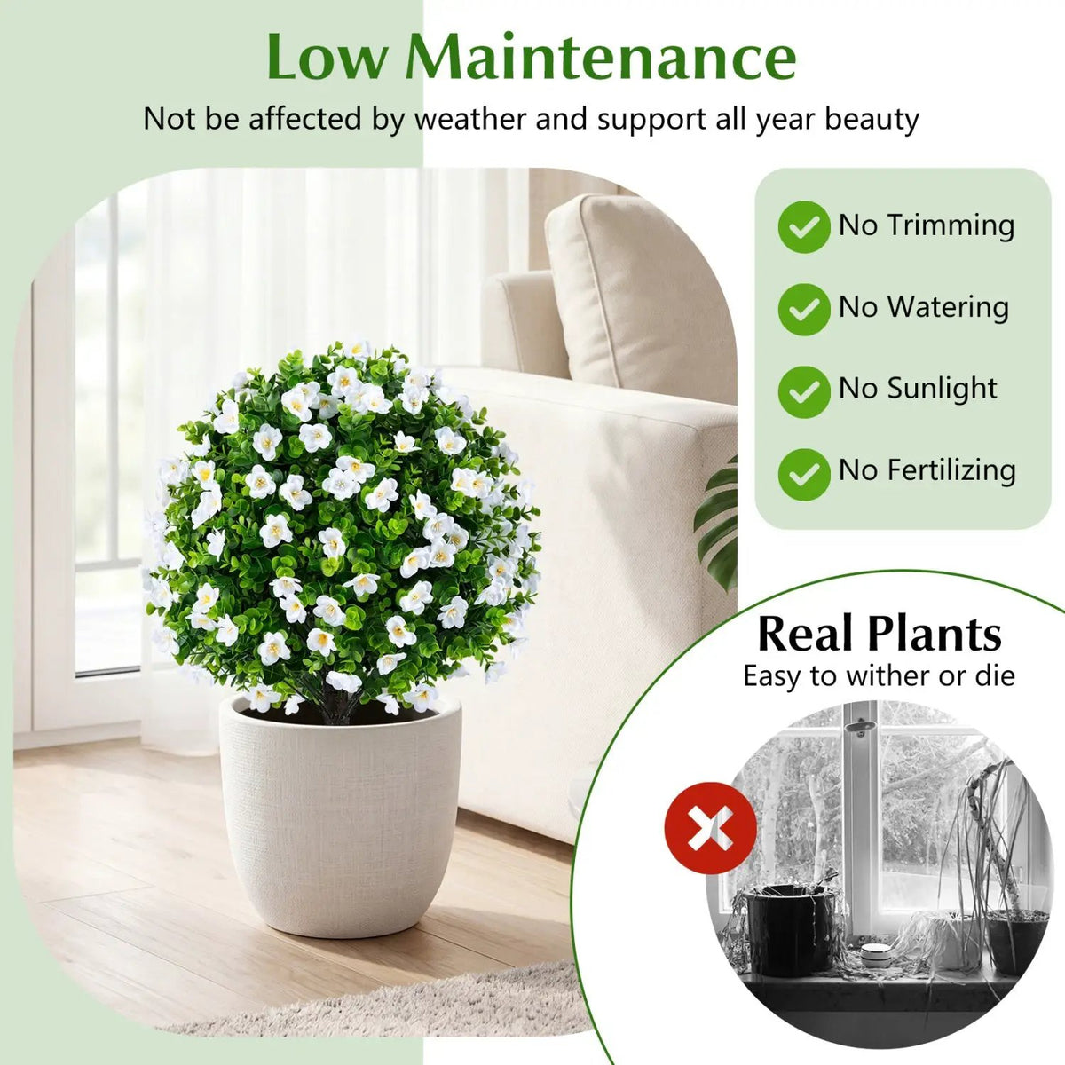 Artificial Eucalyptus Topiary Trees with Cement Planter (2-Pack), photo 7 of 16