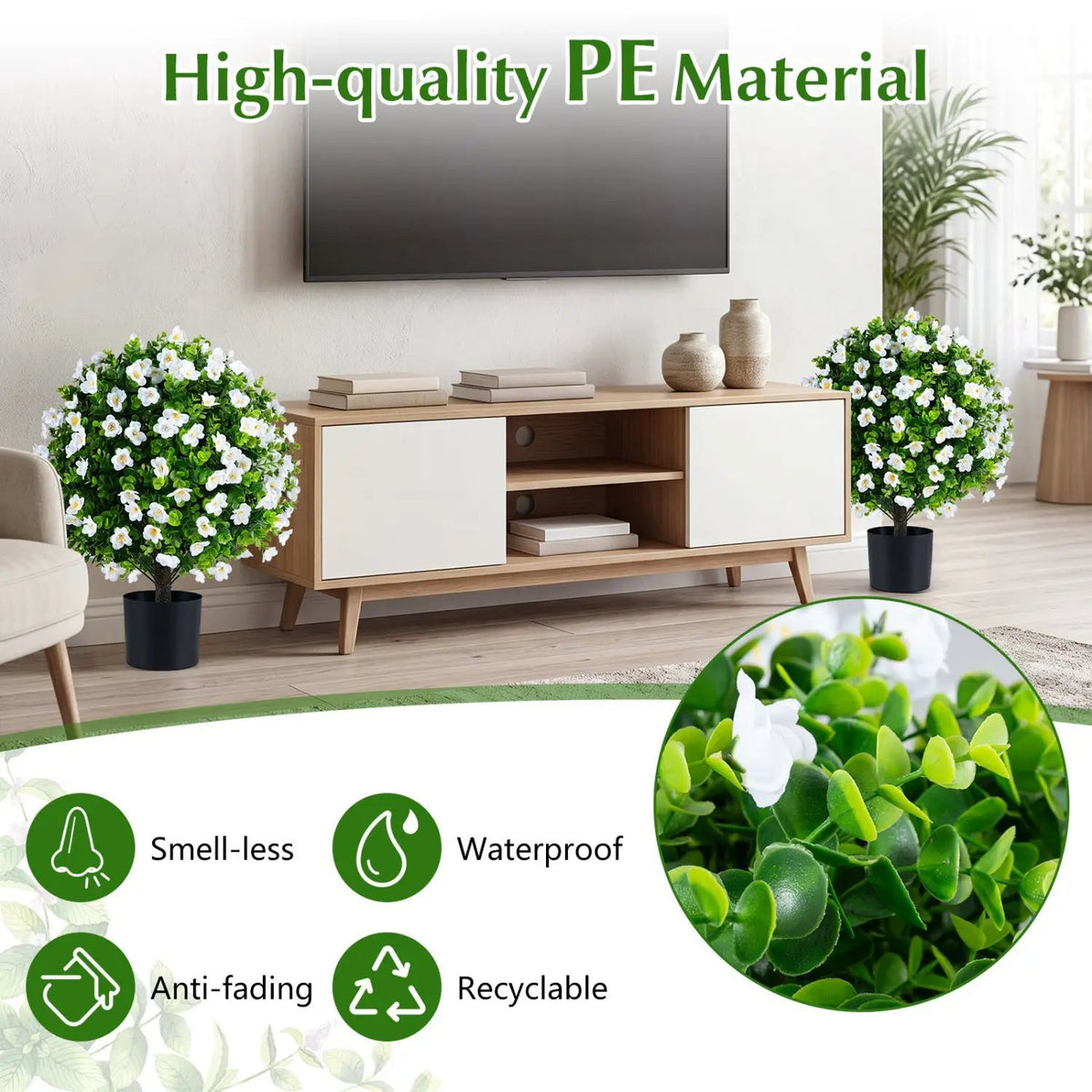 Artificial Eucalyptus Topiary Trees with Cement Planter (2-Pack), photo 8 of 16