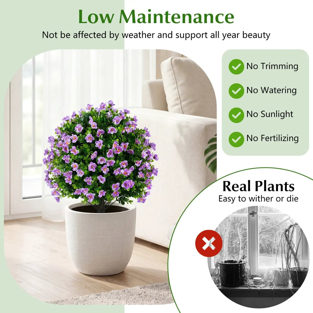 Artificial Eucalyptus Topiary Trees with Cement Planter (2-Pack), photo 15 of 16
