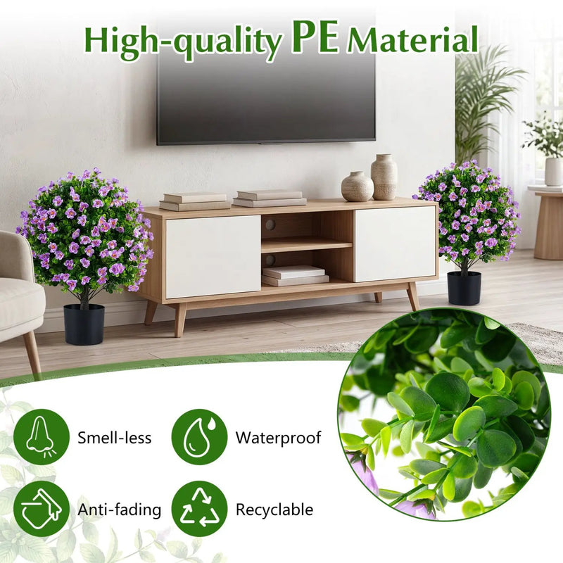 Artificial Eucalyptus Topiary Trees with Cement Planter (2-Pack) by DirectDeals