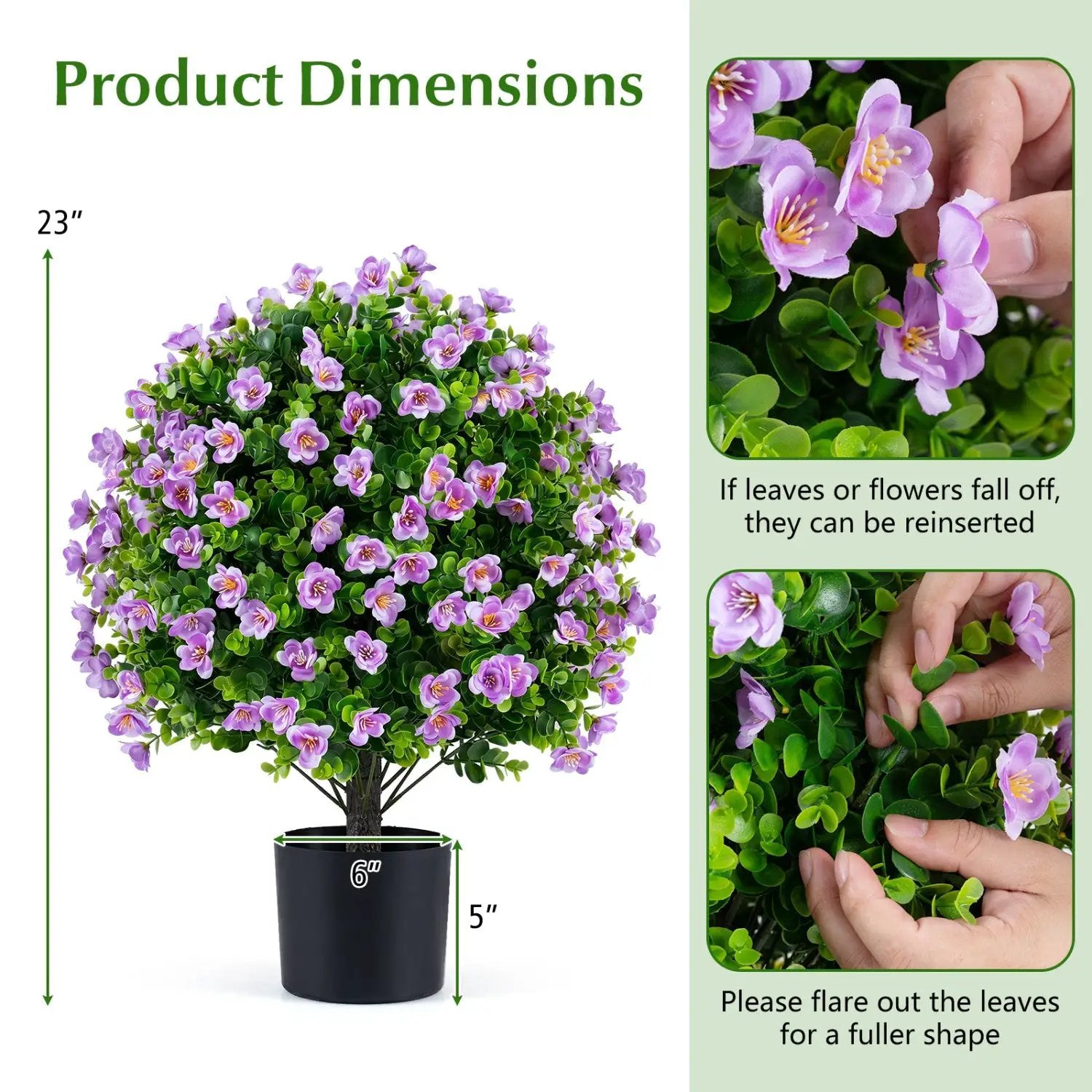 Artificial Eucalyptus Topiary Trees with Cement Planter (2-Pack) by DirectDeals