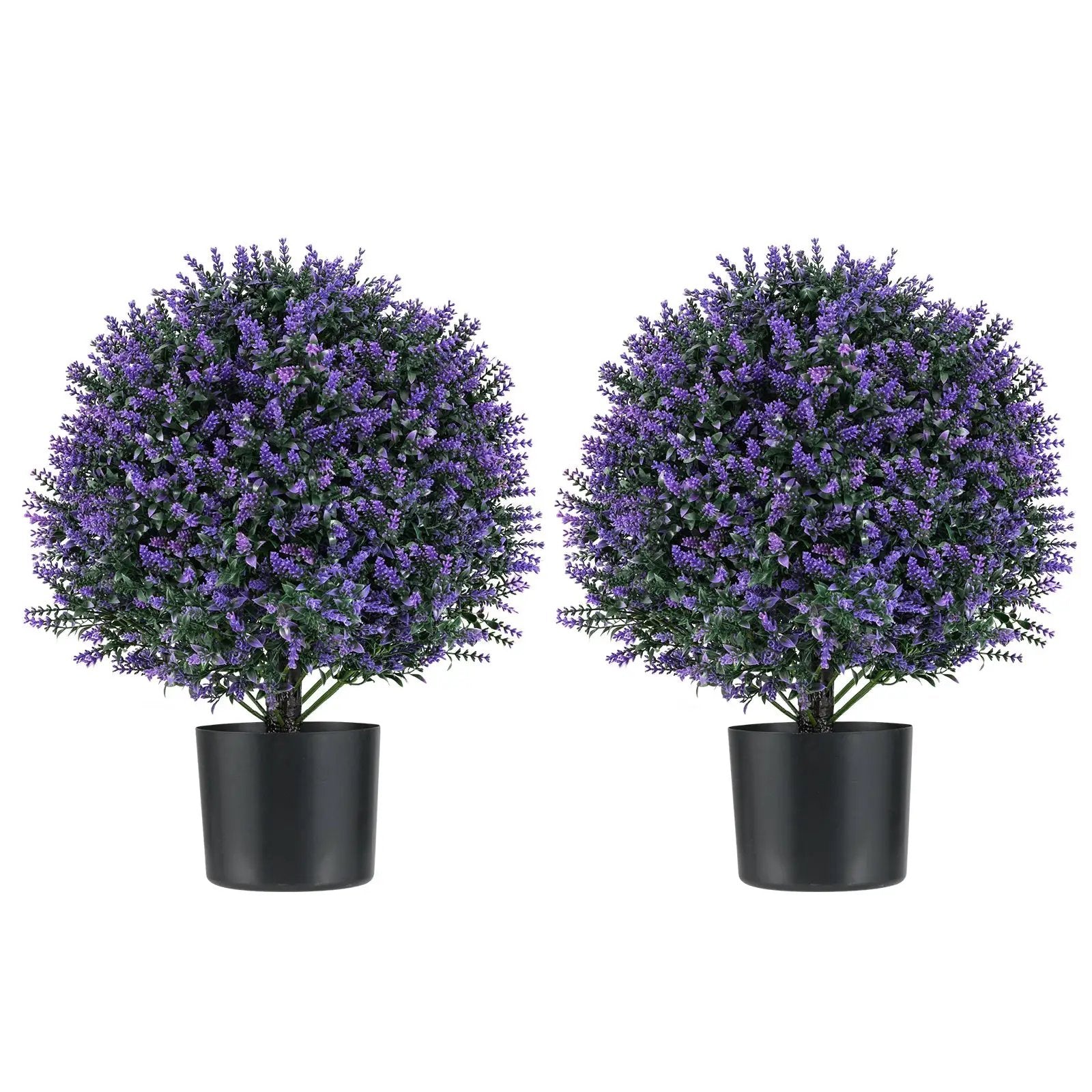 2 Pack Artificial Lavender Topiary Ball Tree Faux Shrub Bushes with Flowers-Purple by DirectDeals