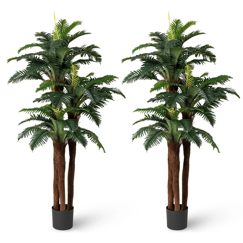 2 Pack Artificial Palm Tree 6.3 ft Tall with Adjustable Leaves by DirectDeals