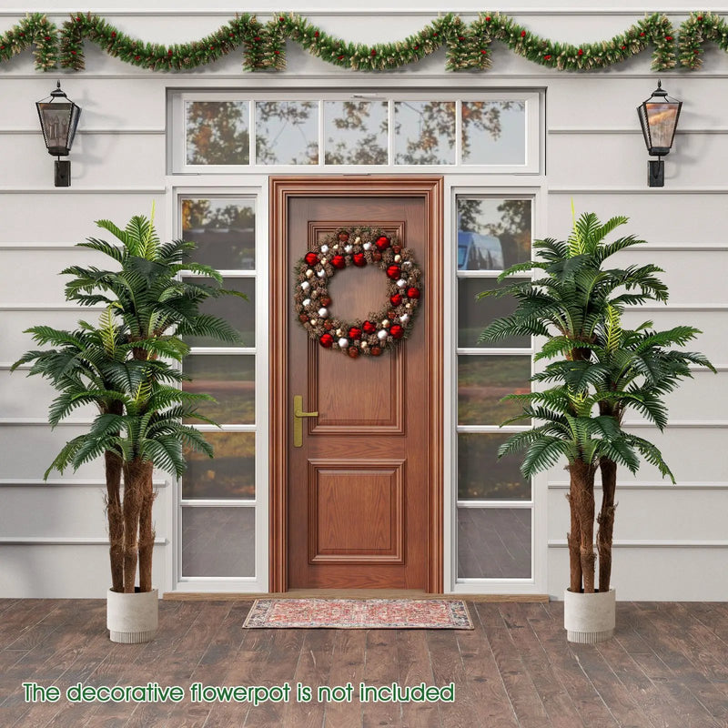 2 Pack Artificial Palm Tree 6.3 ft Tall with Adjustable Leaves by DirectDeals