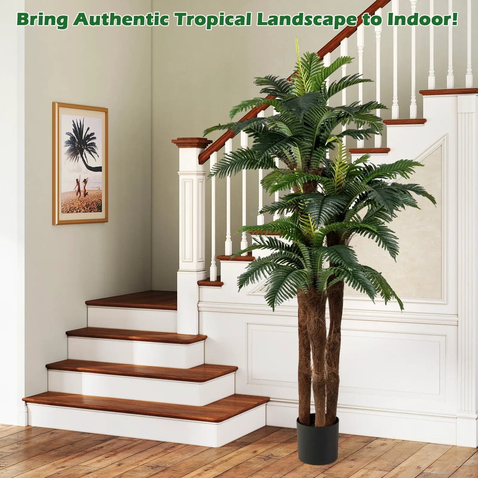 2 Pack Artificial Palm Tree 6.3 ft Tall with Adjustable Leaves by DirectDeals