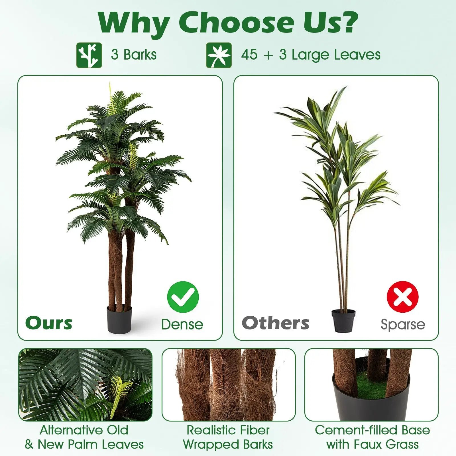 2 Pack Artificial Palm Tree 6.3 ft Tall with Adjustable Leaves by DirectDeals