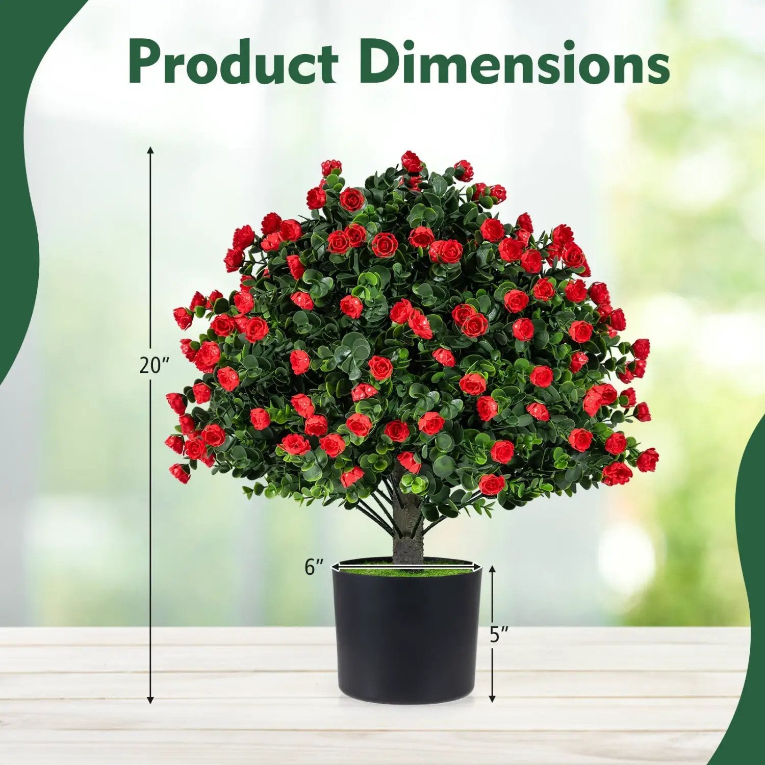 2 Pack Artificial Rose Topiary Ball Trees with PP Cement by DirectDeals