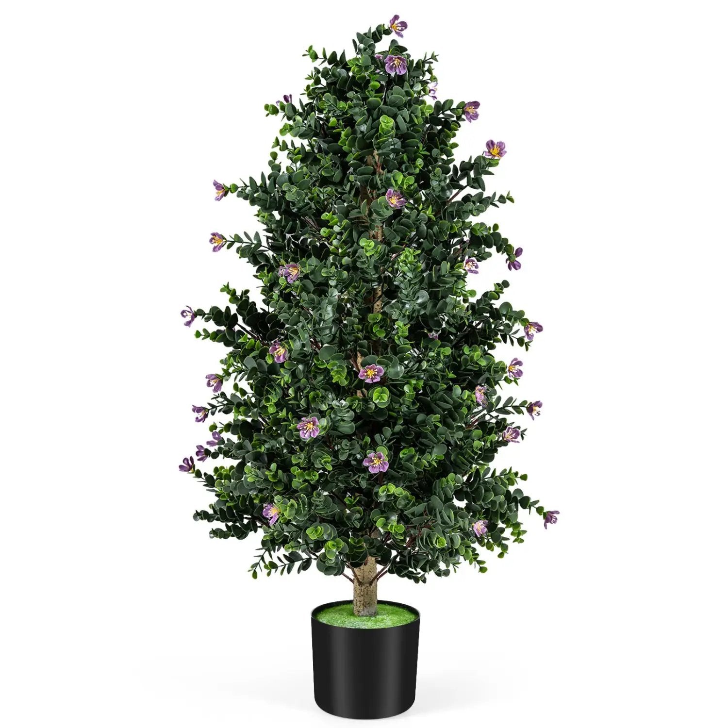 2 Pack Artificial Topiary Cone Tree Faux Potted Shrub Plant with 49 Flowers by DirectDeals